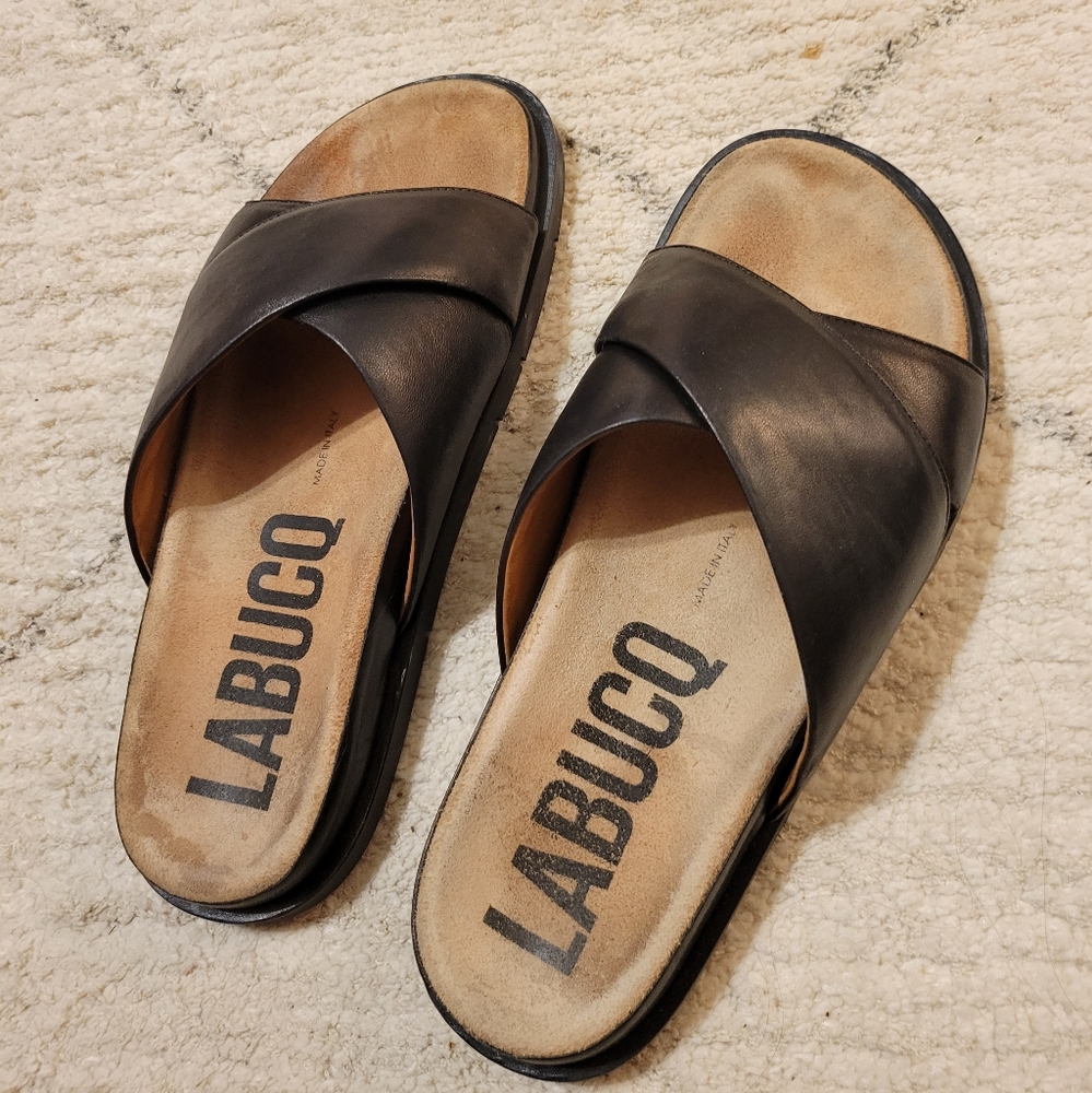 Labucq Leather Mo Slide Sandals 38 Black